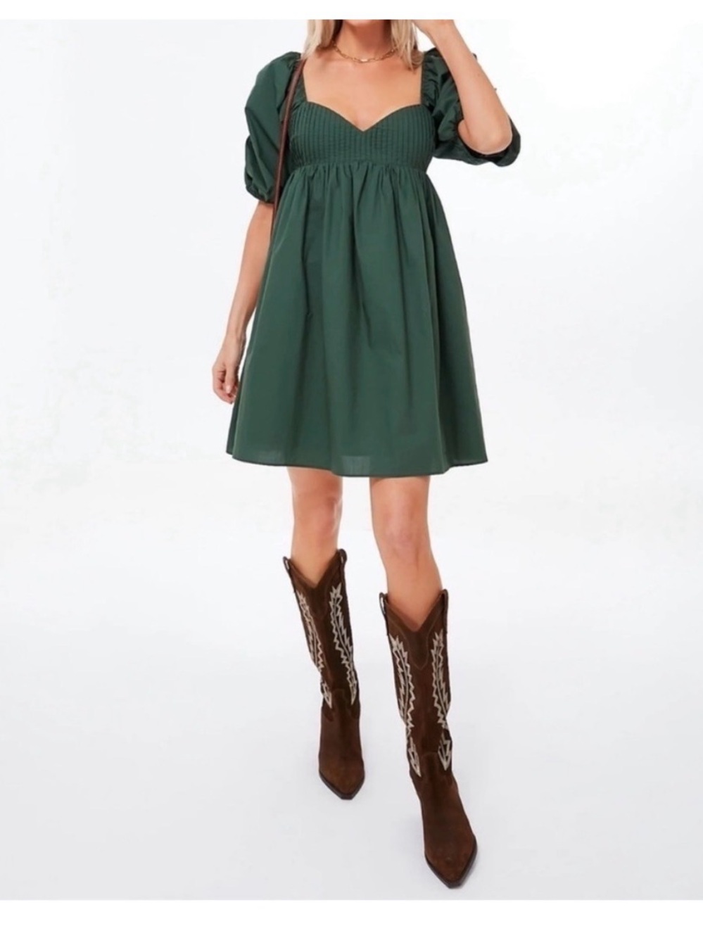 HYACINTH HOUSE Emerald Puff Sleeve Sasha Mini Dress Medium NWT Tuckernuck